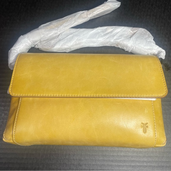 FRYE REED FLAP LEATHER CROSSBODY $228 YELLOW GREAT EASTER GIFT PRICE FIRM! - Picture 2 of 15